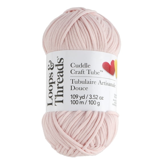 Loops & Threads Cuddle Craft Tube Yarn - Medium (4) Cotton Nylon Blend, Soft Tube Yarn for Knitting, Crochet & Crafts, Ideal for Apparel, Accessories & Decor, 109 yd / 3.52 oz Skein, 8 Pack