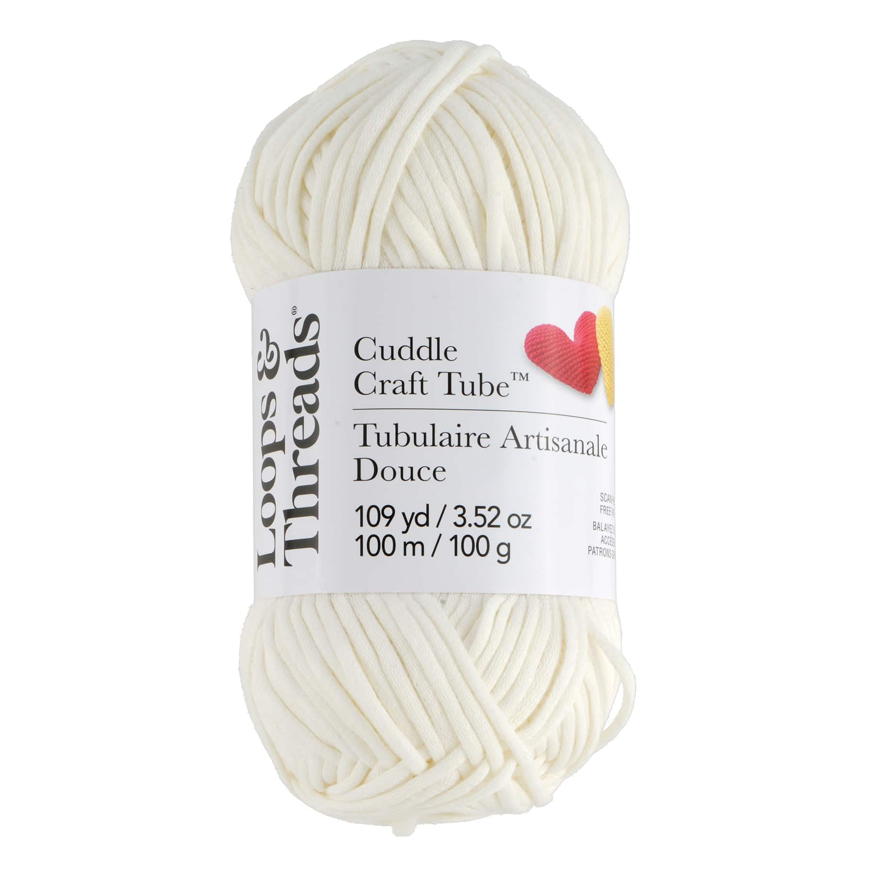 Loops & Threads Cuddle Craft Tube Yarn - Medium (4) Cotton Nylon Blend, Soft Tube Yarn for Knitting, Crochet & Crafts, Ideal for Apparel, Accessories & Decor, 109 yd / 3.52 oz Skein, 8 Pack