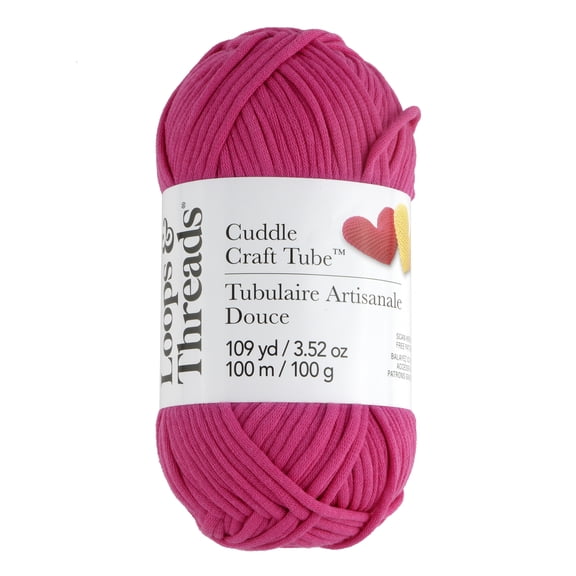 Loops & Threads Cuddle Craft Tube Yarn - Medium (4) Cotton Nylon Blend, Soft Tube Yarn for Knitting, Crochet & Crafts, Ideal for Apparel, Accessories & Decor, 109 yd / 3.52 oz Skein, 8 Pack