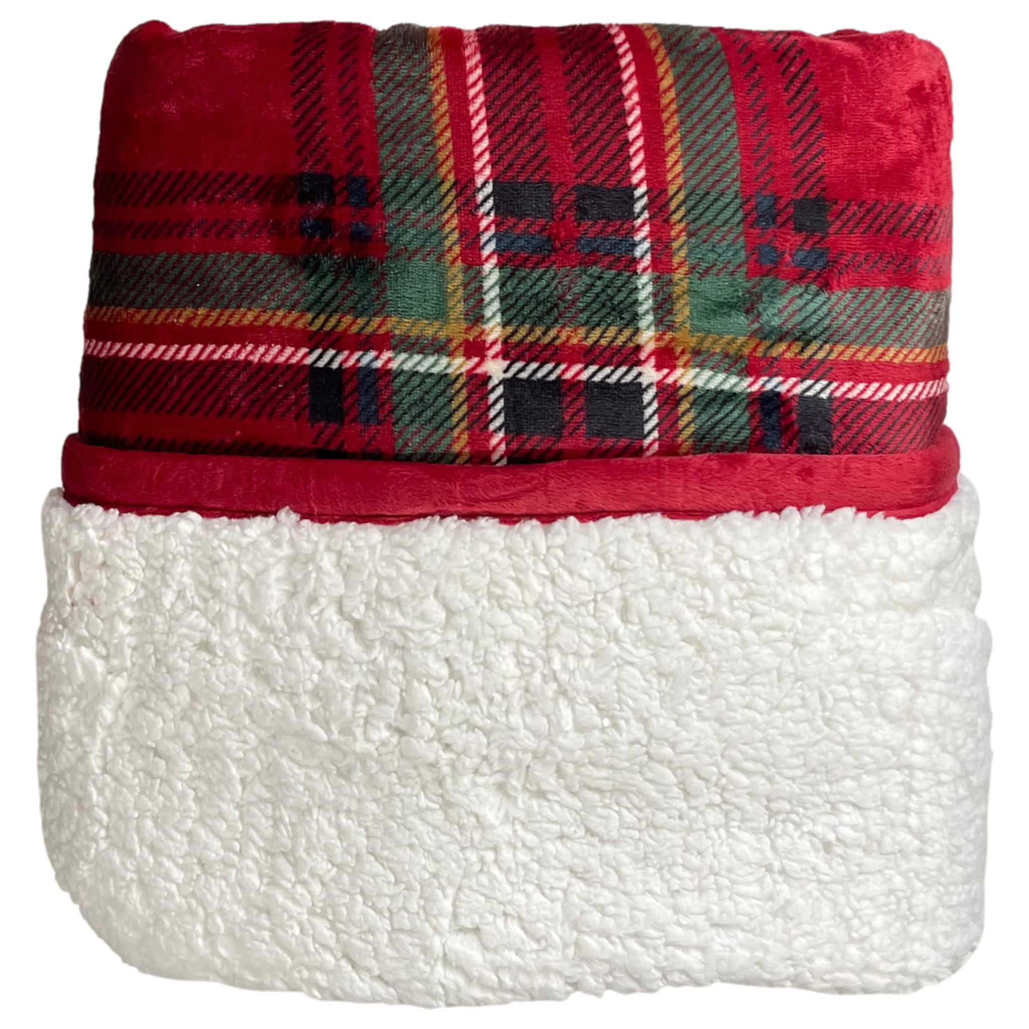 Cuddle Duds Classic Red Plaid Microplush & Sherpa Fleece Throw Blanket ...