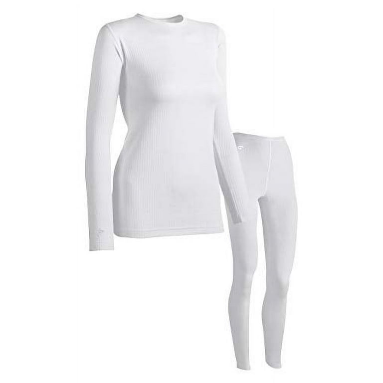 Cuddle Duds Women,Long Johns Thermal Underwear Set White Pack of 1