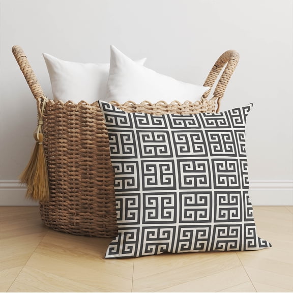 Cuddle Key Ivory Charcoal Throw Pillow