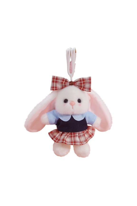 Cuddle And Kind Dolls 6.69" Keychain Decoration,Plush Keychain Overalls Dress-up Long Ear Rabbit Animal Doll Plush Stuffed Bunny Doll Key Chain for Backpacks AccessoriesAnimals Car Key Chain