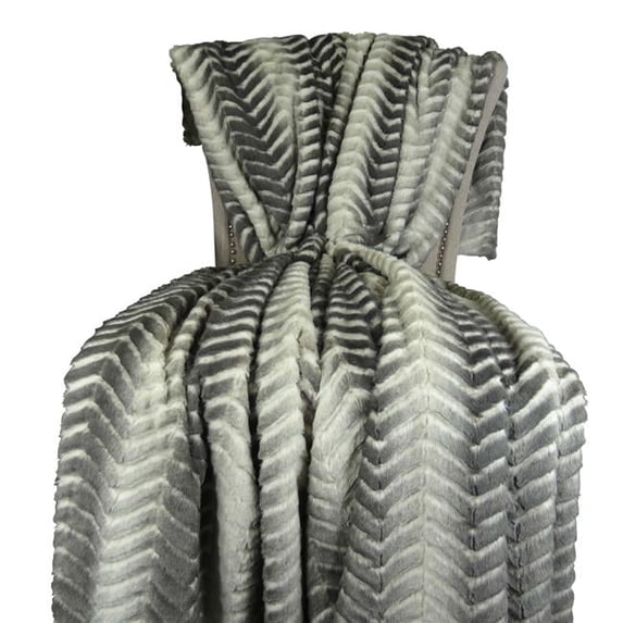 Cuddle Mirage Handmade Throw - Gray & Beige - 60 x 84 in.