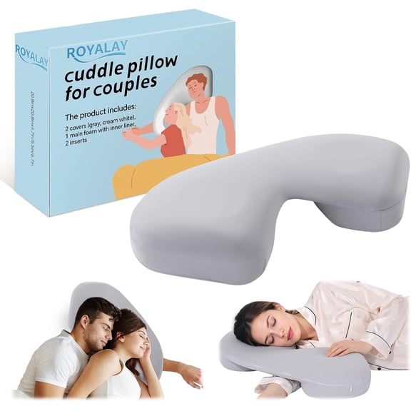 Cuddle Pillow, Adjustable Height Side Sleeper Pillow with Arm Hole for Adults, Memory Foam Neck Support for Couples Relieve Pressure with Washable Cover