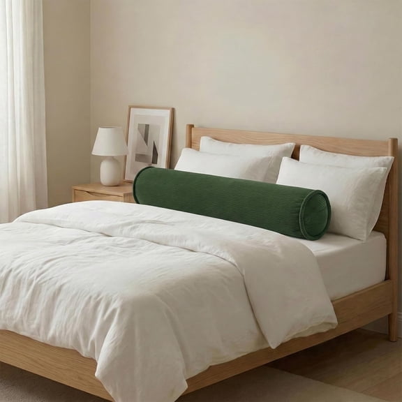 Cuddle Pillow  Corduroy Long Body Pillow for Adults, Cozy Bolster Pillow for Bed, Soft & Supportive for Relaxing Sleep,47 x 7.87 Inches,Avocado Green