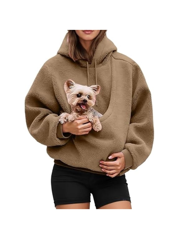 Cuddle Pouch Hoodie for Pets, Pet Sling Hoodie with Kangaroo Pouch, Cozy Cat & Dog Carrier Sweatshirt Pullover with Pocket