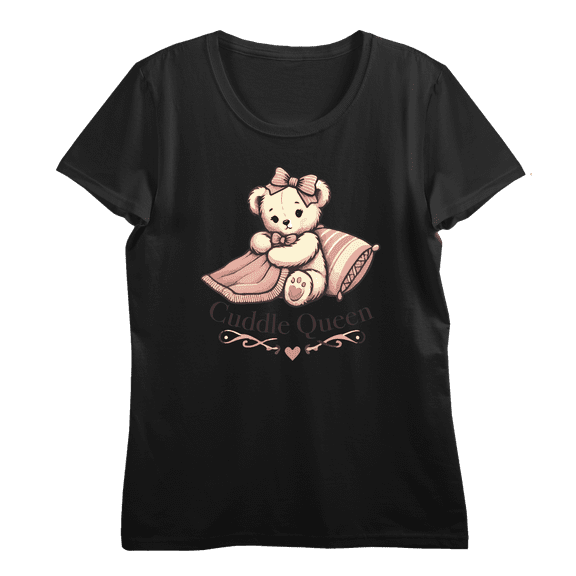 Cuddle Queen Women's Black Crew Neck Short Sleeve Crop Tee-XL