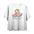 thumbnail image 1 of Cuddle Queen Women's White Crew Neck Short Sleeve Crop Tee-Medium, 1 of 7