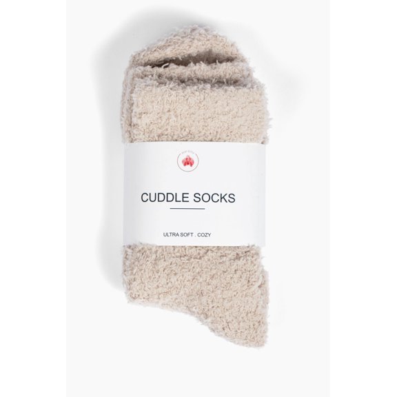 Cuddle Socks for Women & Men - Unisex Fit Microfiber Sleep Socks for Men & Women - Ultra Plush, Luxurious, & Cozy Socks Light Beige