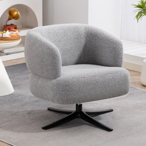 Cuddle Style Leisure Swivel Sofa Chair 360 Degree Rotating, Compact Single Seat for Balcony Study Living Room, Antique Grey