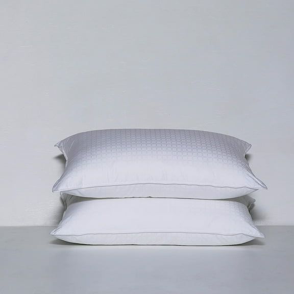 Cuddledown Dreamstead Premium Down Alternative Sleeping Pillow Set | Set of 2 | 300 Thread Count 100% Cotton Shell | Windowpane Weave | Hypoallergenic | Handcrafted | Queen (Set of 2)