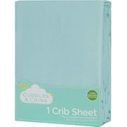 Cuddles & Cribs 1 Pack Organic Cotton Fitted Crib Sheet in Solid Blue