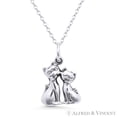 thumbnail image 1 of Cuddling Cat Charm Pendant & Cable Chain Necklace in .925 Sterling Silver, 1 of 1