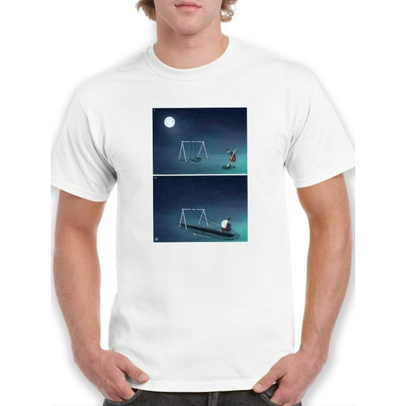 Cuddling The Moon T-Shirt Men -Ali Rastroo Designs, Male x-Large