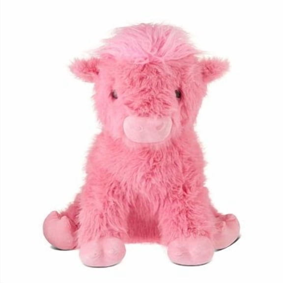 Cuddly 20 Inch Pink Cow Plush: Fluffy Highland Cow Stuffed Animal for Valentines Decor