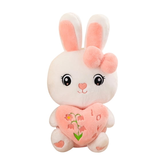 Cuddly Big Soft Sleeping Plush Huggable Rabbit Stuffed Animals Toy Sofa Cushion Doll, Easter Bunny Plushie Toys Best Valentine Birthday Christmas Great Gifts (13.8 inch, Pink,Love Heart)