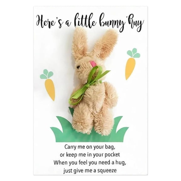 Cuddly Bunny Pocket Hug, Mini Bunny Hug Gifts for Easter, Handmade Emotional Bunnies Plush, Positive Bunnies Rabbit Hugs with Cards, Easter Basket Stuffers for Friends and Family
