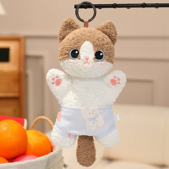Cuddly Cat Plush Toy Soft Bean Bag Stuffed Animal with Festive Costume for Birthday Holiday Gift Decoration, 8 Inch Ragdoll Cat