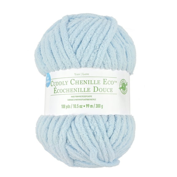 Cuddly Chenille Eco Yarn by Loops & Threads - Yarn for Knitting - Crochet - Weaving - and Arts & Crafts - Blue - Polyester - 10.5 oz