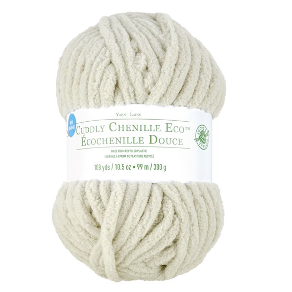 Cuddly Chenille Eco Yarn by Loops & Threads - Yarn for Knitting - Crochet - Weaving - and Arts & Crafts - Gray - Polyester - 10.5 oz