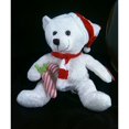 thumbnail image 1 of Cuddly Cousins Plush Holiday 10" Teddy Bear White With Striped Red/White Hat Scarf Candycane, 1 of 4