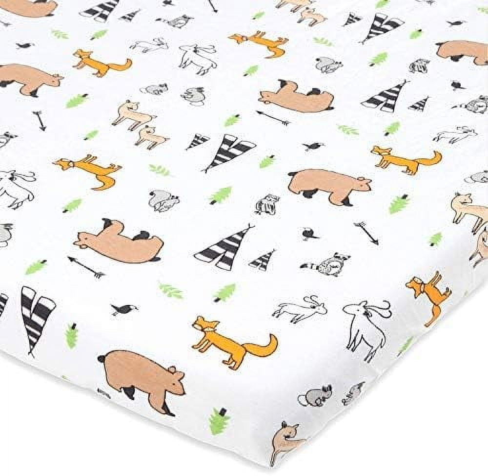 Cuddly Cubs Graco Pack n Play Fitted Sheet Woodland Playard Sheet Snuggly Soft Jersey Cotton Mini Crib Sheet for Boy Girl 1 Pc