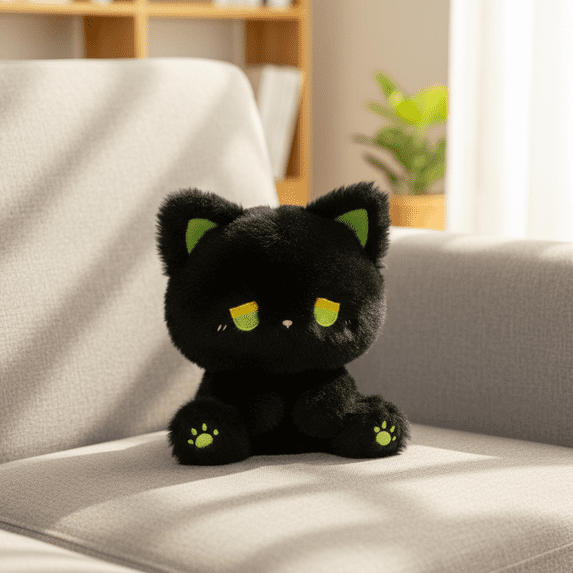 Cuddly Green Plush Stuffed Toy and Decorative Throw Pillow for Game Fans and Birthday Party Favors with Washable Short Plush Fabric