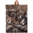 thumbnail image 1 of Cuddly Kittens and Puppy Blanket Gifts for Women, Cat and Dog Flannel Blanket, Soft Warm Lightweight Throw Blankets for Bed Couch Home Travel Decor 50" x 60", 1 of 6