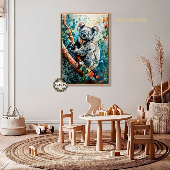 Cuddly Koala Animal Climbing Eucalyptus Tree Wall Art Australian Wildlife Decor Ready To Hang Unframed Paper Print
