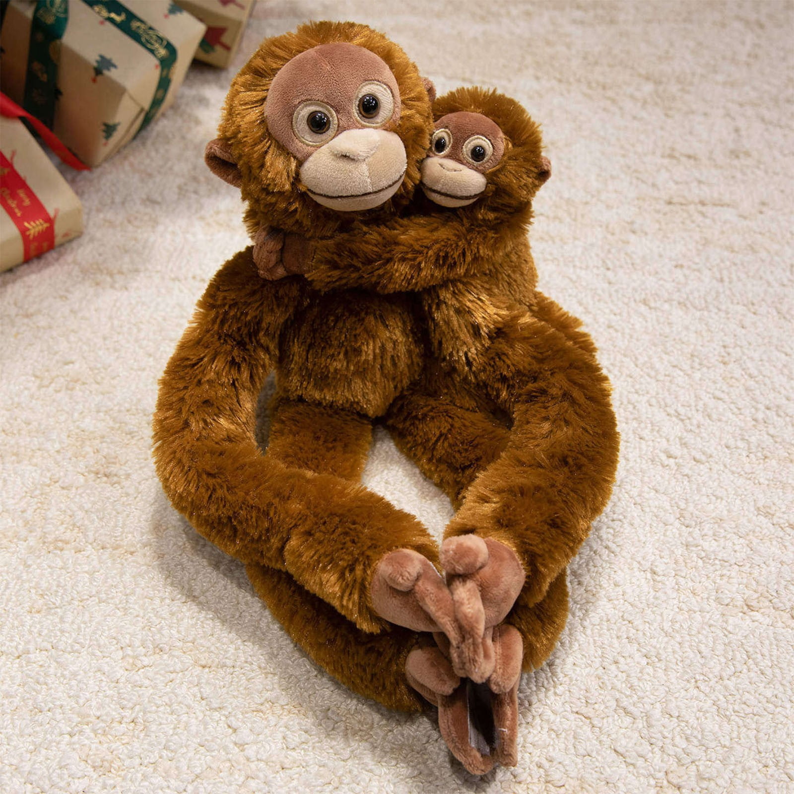 Cuddly Orangutan Stuffed Animal with Baby Monkey 13 inch Soft Plush Toy Set for Kids Boys Girls Huggable Adorable Gift (Style-b)