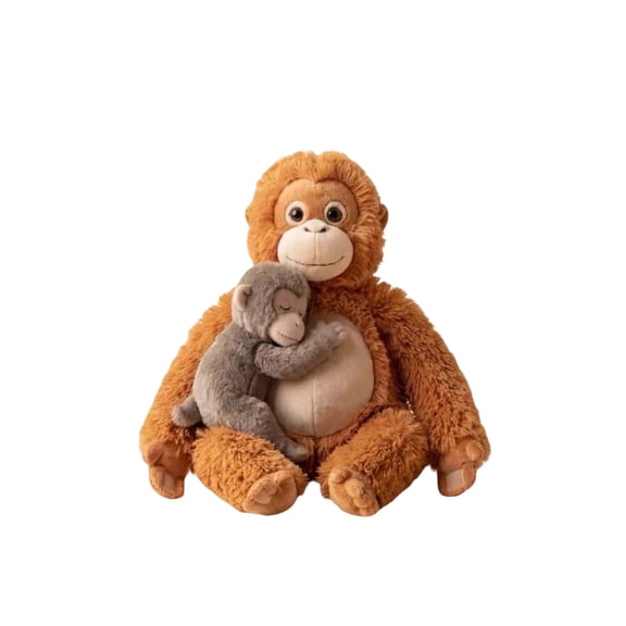 Macaque Monkey Stuffed Animal Plush Toys, 13 inch Cuddly Orangutan Stuffed Animal with Baby Monkey for Mom Boys Girls Huggable Adorable Gift