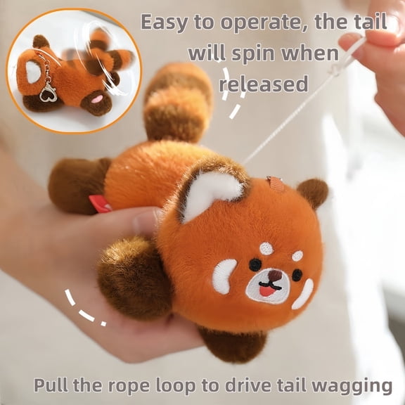 Cuddly Panda Red Panda Pulling Thread Plush Toys Funny Rotation Animal Plush Pendants Keychain Bags Decor Gift