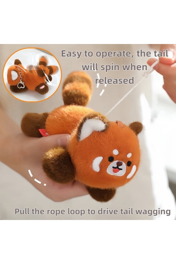 Cuddly Panda Red Panda Pulling Thread Plush Toys Funny Rotation Animal Plush Pendants Keychain Bags Decor Gift
