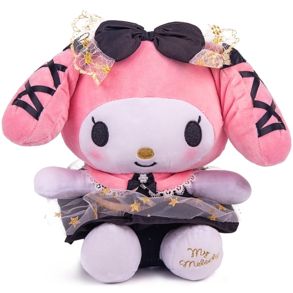 Cuddly Pink & Black Bunny Hoppy Rabbit Adorable Design with Golden Stars Bow Perfect for Kids