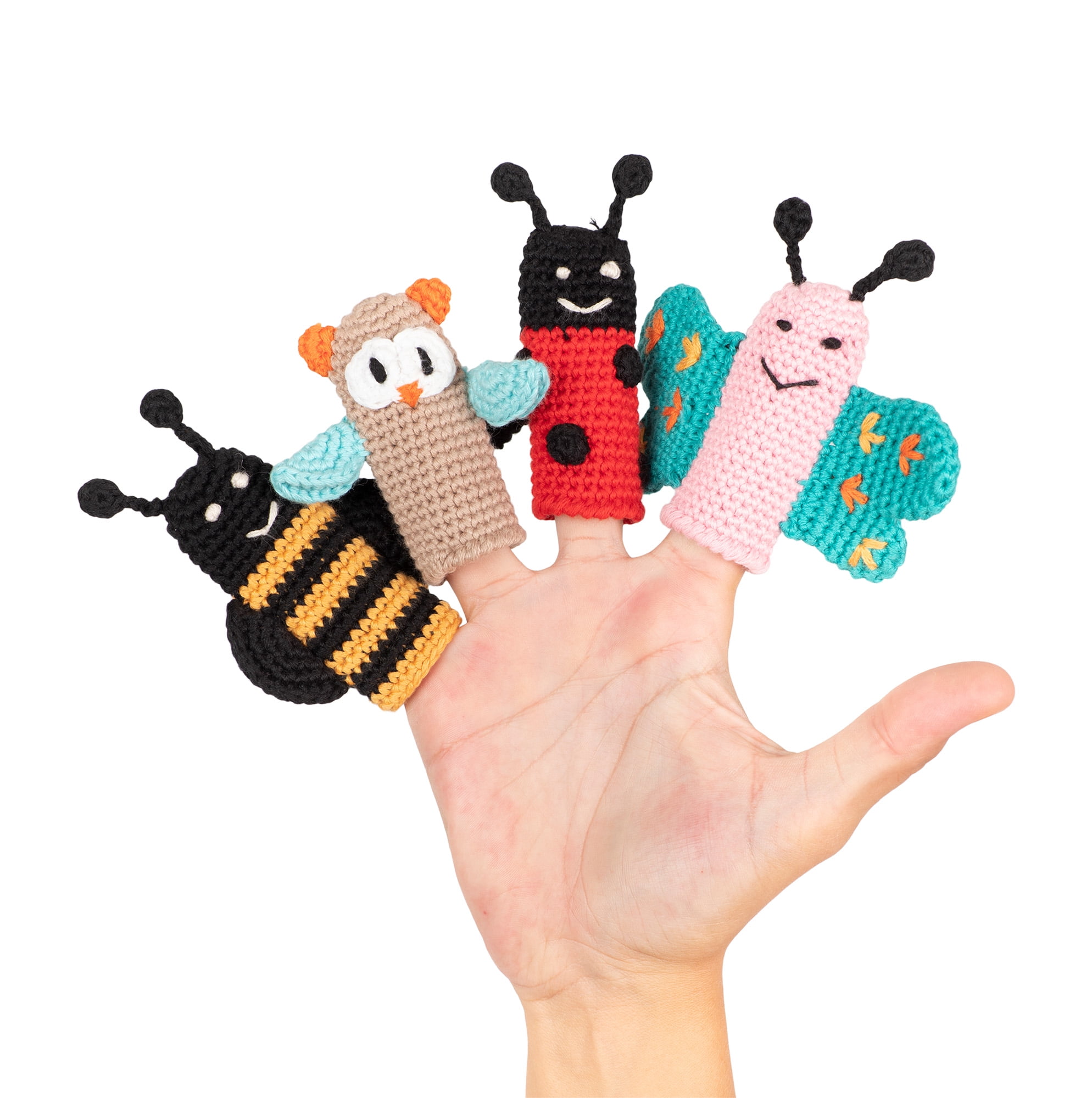 Cuddoll Animal Finger Puppets Amigurumi Organic Cotton Yarn Role-Play ...