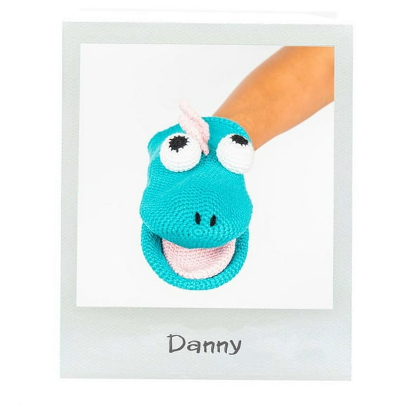 Cuddoll Dinosaur Animal Crochet Hand Puppet Gots Organic Cotton Yarn Educational Role-Play Kids USA Handmade Great Birthday Gift for Toddler