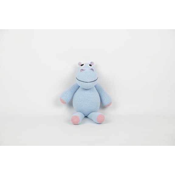 Cuddoll Hippo Stuff Gots Organic Cotton Crochet Animal Amigurumi Yarn Knit USA Handmade 16"/40Cm Perfect Occasion Gift Toddler on Easter Day