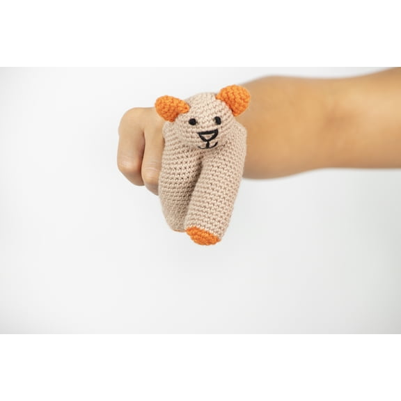 Cuddoll Two Finger Bear Animal Puppet Amigurumi 100% Organic Cotton Yarns Durable Crochet Role-Play Toddler Toy Handmade Birthday, Easter Great Gift for Children