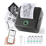 Mini Printer, Thermal Inkless Sticker Maker with 10 Rolls Printing Paper, Pocket Printpod for Phone, Impresora Port til for Notes, DIY, Compatible with iOS & Android