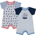 thumbnail image 1 of Cudlie 2-Pack Baby Boy Rompers – Soft Cotton, Everyday Comfort, 1 of 8