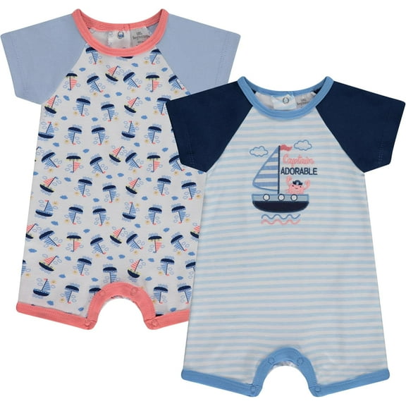 Cudlie 2-Pack Baby Boy Rompers – Soft Cotton, Everyday Comfort