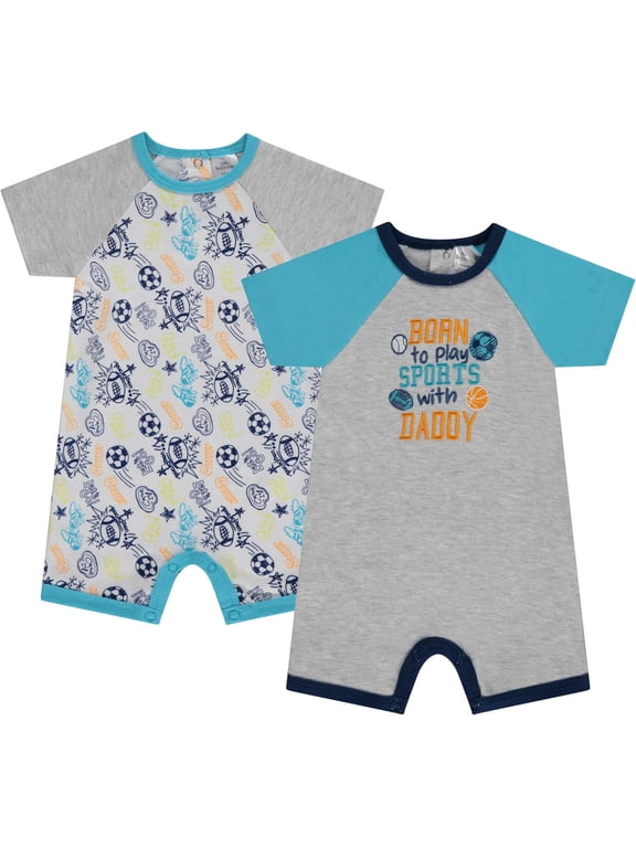 2-Pack Baby Boy Rompers – Soft Cotton, Everyday Comfort