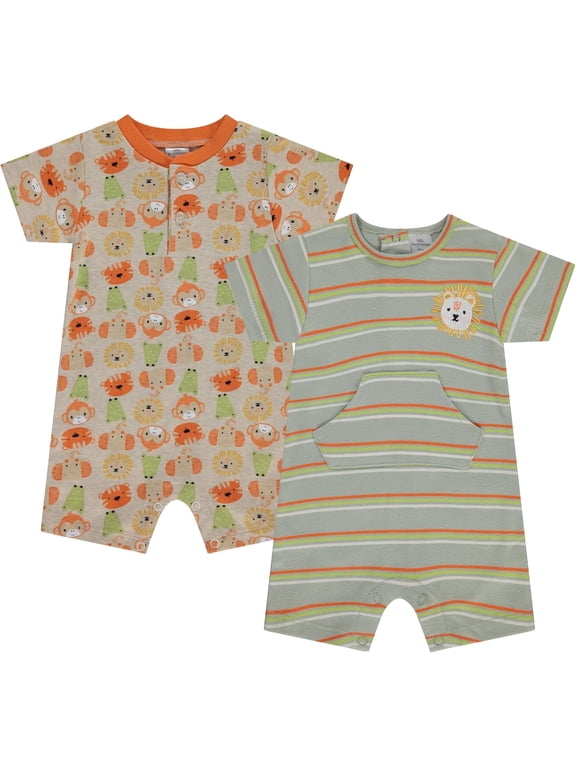 2-Pack Baby Boy Rompers – Soft Cotton, Everyday Comfort