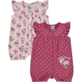 thumbnail image 1 of Cudlie 2-Pack Baby Girl Rompers – Soft Cotton, Everyday Comfort, 1 of 6