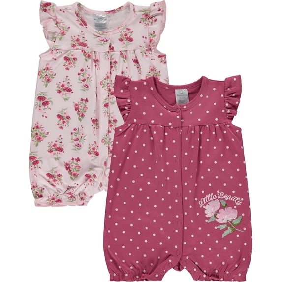 Cudlie 2-Pack Baby Girl Rompers – Soft Cotton, Everyday Comfort