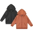thumbnail image 1 of Cudlie 2-Pack Toddler Zip-Up Hoodies for Boys and Girls – Colorful Cotton Blend Sweatshirts with Pockets – Durable Machine Washable Kids Jacket - Raw Sienna, Charcoal Heather Grey - Size 2T, 1 of 11