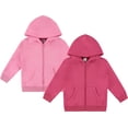 thumbnail image 1 of Cudlie 2-Pack Toddler Zip-Up Hoodies for Boys and Girls – Colorful Cotton Blend Sweatshirts with Pockets – Durable Machine Washable Kids Jacket - Sachet Pink, Carmine - Size 2T, 1 of 11