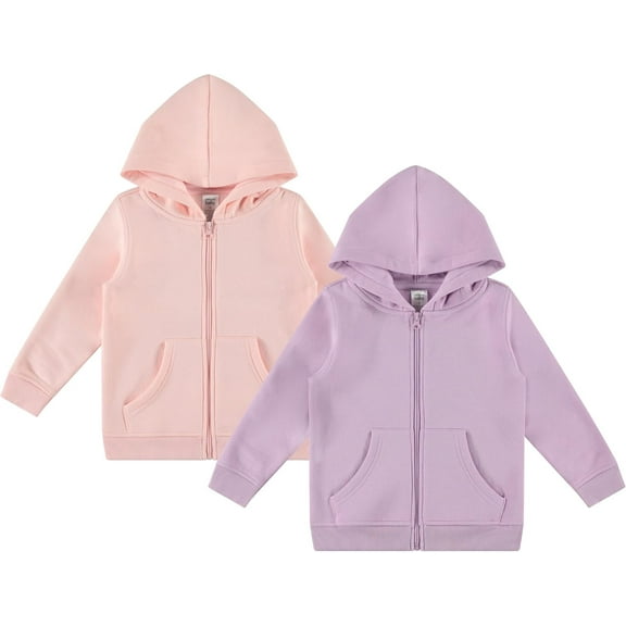 Cudlie 2-Pack Toddler Zip-Up Hoodies for Boys and Girls – Colorful Cotton Blend Sweatshirts with Pockets – Durable Machine Washable Kids Jacket - Seashell Pink, Fair Orchid - Size 3T
