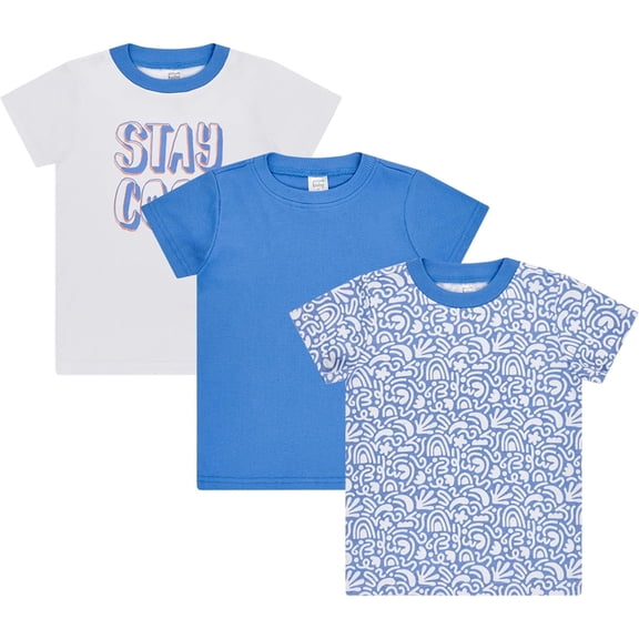 Cudlie 3-PackToddler Boys' Graphic & Solid T-Shirts, Short Sleeve, Sizes 12M-4T